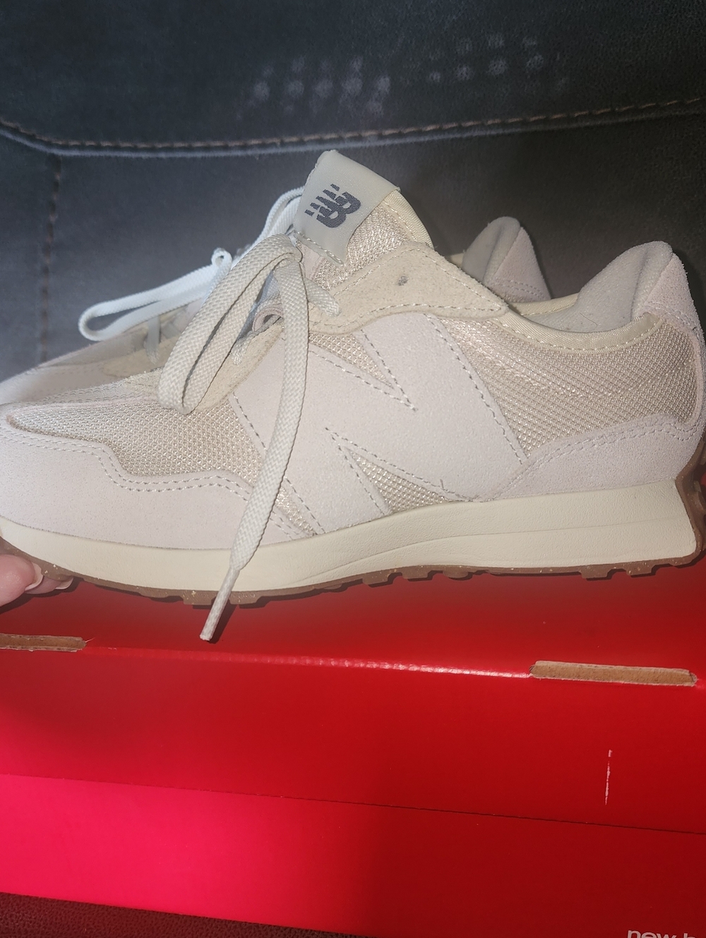 New Balance Cream/Beige Casual Runner Sneakers - Picture 2 of 4